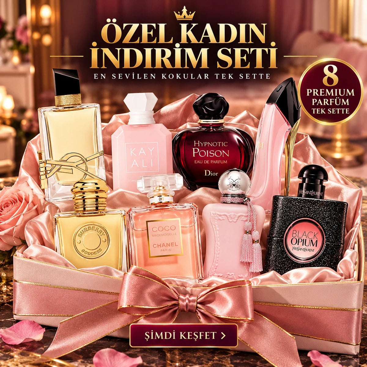 Özel kadın indirim seti, 8 premium kadın parfümü